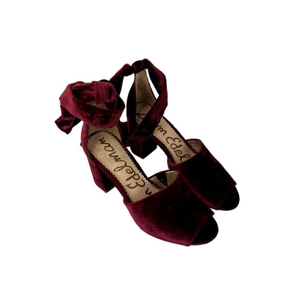 Sam Edelman Odele Heeled Sandal Velvet Cranberry 6